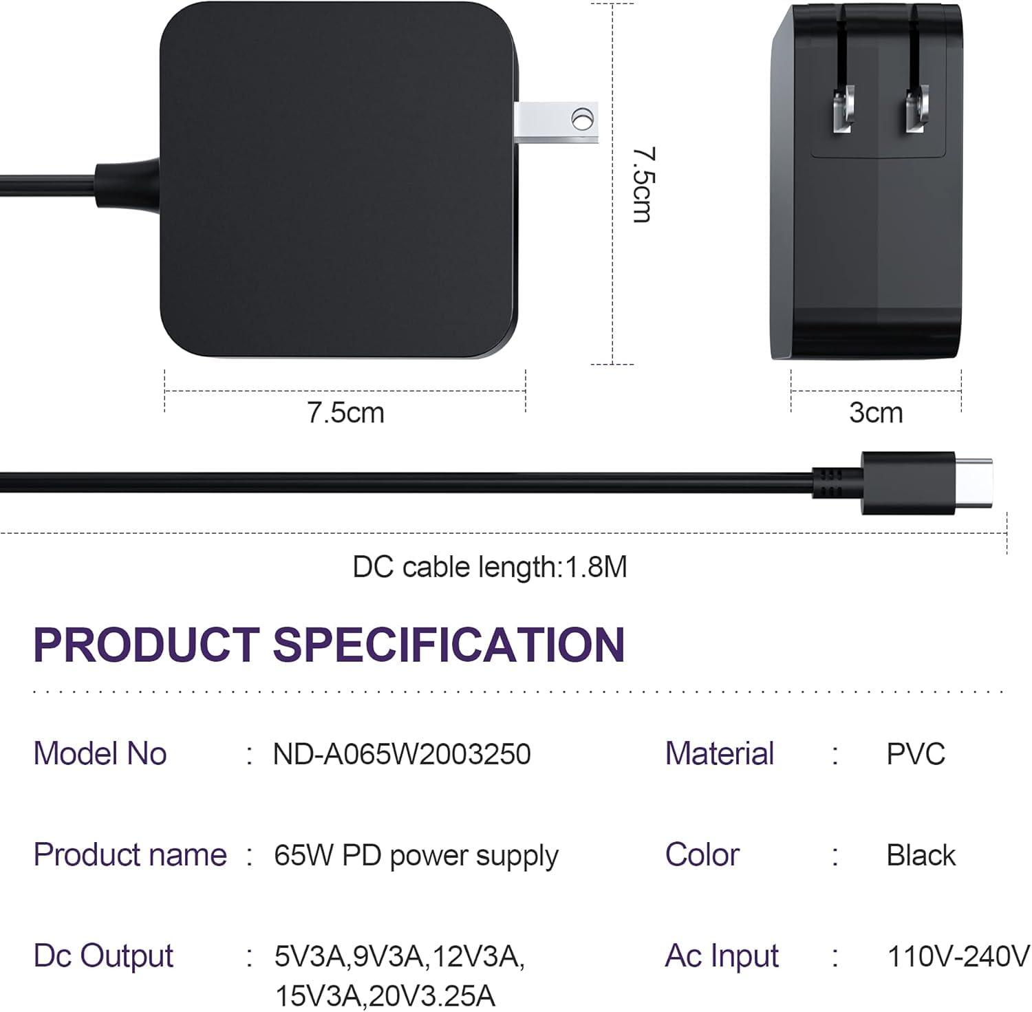 BIYTC 65W Charger Replacement for JBL Xtreme 3 Charger USB C Power Supply Charger for JBL Xtreme 3 Wireless Speaker