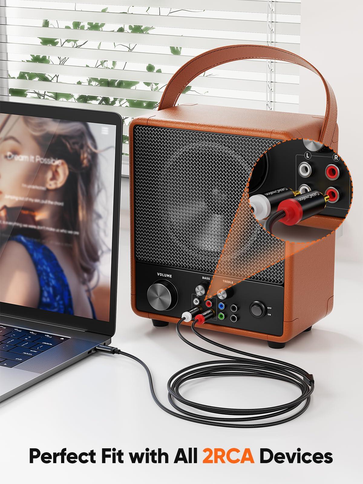 CableCreation CableCreation USB C to RCA Audio Cable 6FT, Type-C to 2 Male Y RCA Splitter, RCA to USB C Adapter for iPhone 16 15 Series, Home Theater, DVD, Amplifier, Speaker, Car Stereo, Samsung Galaxy S23