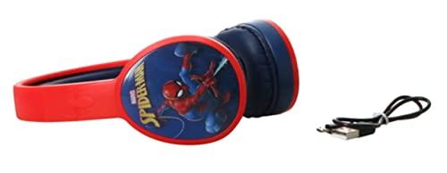 Spider Man Spider Man Bluetooth Kid Safe Headphones Over The Ear Padded Cushions Flying on a Web Design