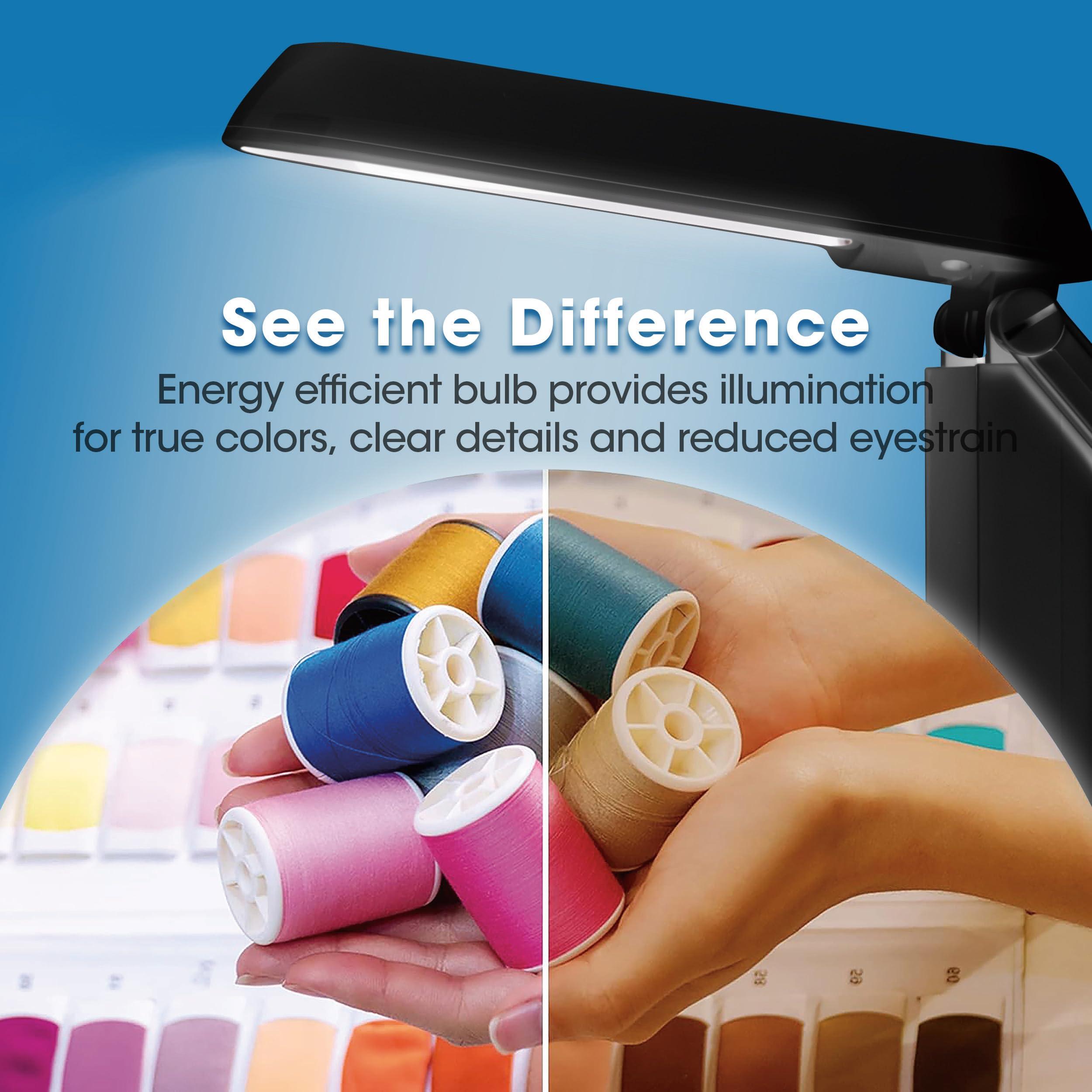 OttLite OttLite Folding Task Lamp, Black Multi-Position Shade, Fold-Up Design, Portable Handle, Low Heat, Low Glare Illumination, Fits Desks & Workstations