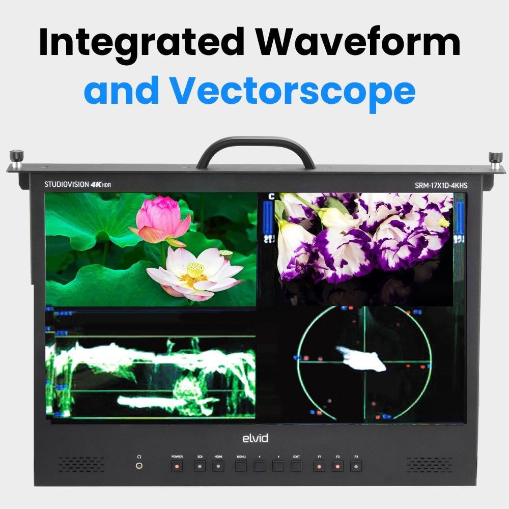 ELVID ELVID 17.3" Rack-Mountable LCD Monitor Professional Video Production Monitor with HDMI, HDR Support, 3D LUT Loading, Ethernet Control, Integrated Waveform & Vectorscope, Wide Viewing Angle