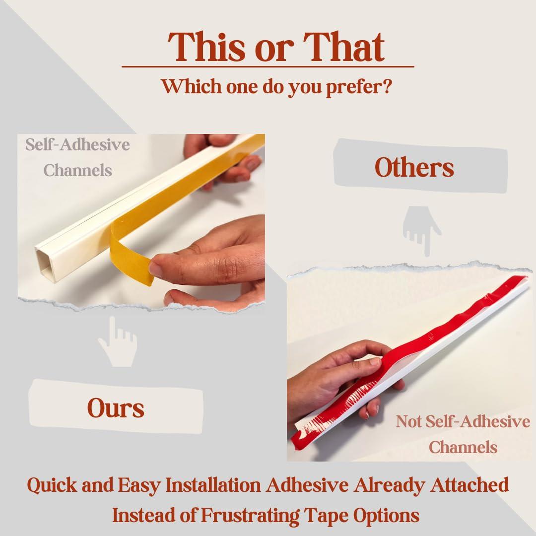 EVZA Ethernet Cable Cover Cord Hider - 315in One-Cord Covers for Wires on Wall, Hide Wires Along Wall, Baby Proof Cable Raceway, Electrical Cord Management, Wire Conduit, Hide Extension Cord, Wire Molding