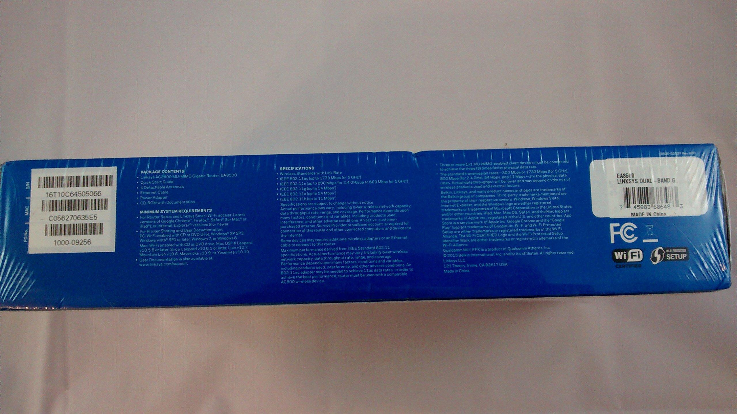 Linksys Linksys AC2600 4 x 4 MU-MIMO Dual-Band Gigabit Router with USB 3.0 and eSATA (EA8500)