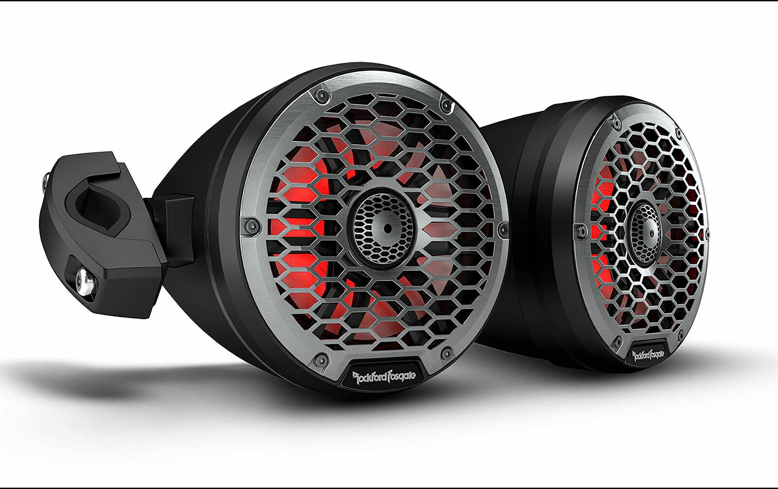Rockford Fosgate Rockford Fosgate M2WL-65MB 6.5" 600W Marine Tower Speakers + MX-RSW16 Add-on Rear Speaker Harness