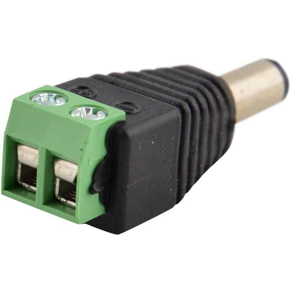 JacobsParts Male Led Connector Plug Jack Adapter 2.1x5.5mm for 5050 Strip Head DC Power