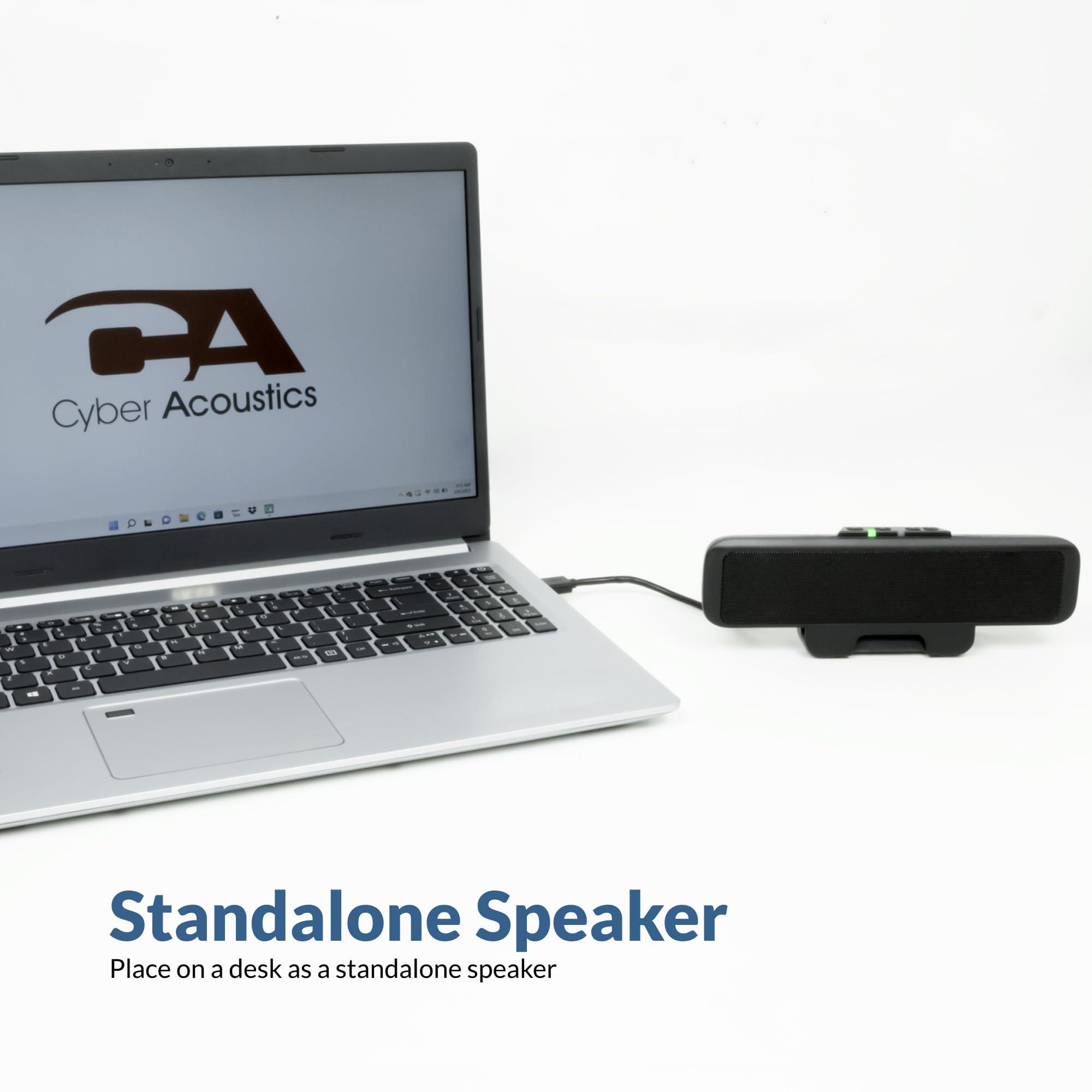 Cyber Acoustics Cyber Acoustics USB Speaker Bar (CA-2890) Stereo USB Powered Speaker, Easily Clamps to Monitor, Convenient Controls