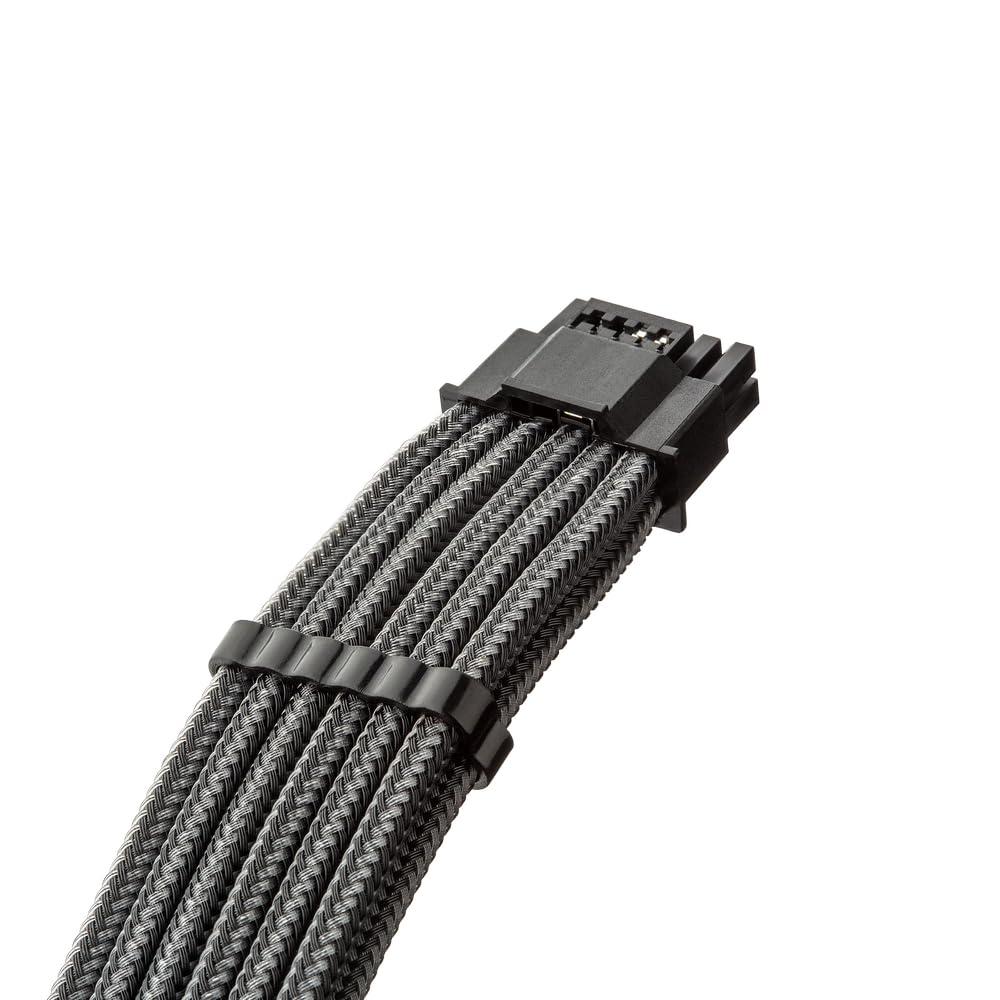 CableMod CableMod E-Series Pro ModMesh Sleeved 12V-2x6 12VHPWR StealthSense PCIe Cable for EVGA G/G+ / P/P+ / T (Carbon, 16-pin to Quad 8-pin, 60cm)