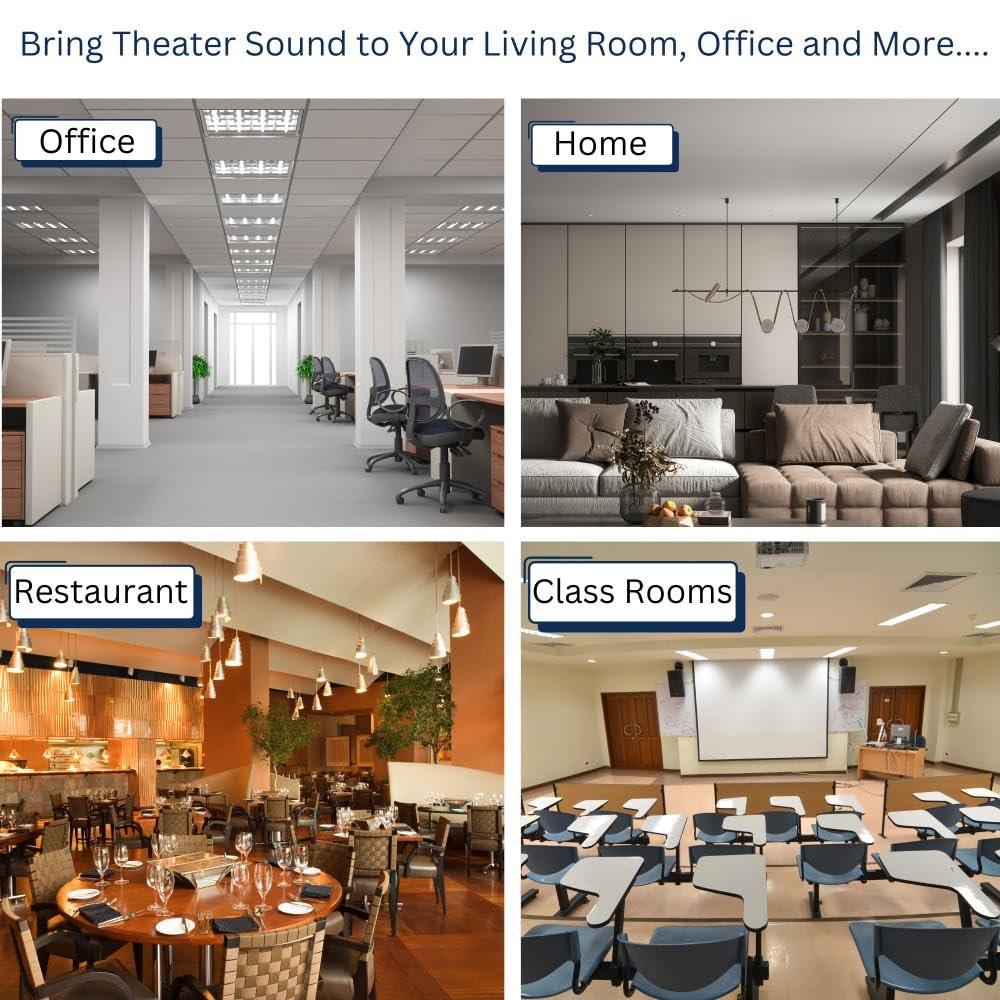 Vaiyer Vaiyer Home Stereo System Kit - 7.2 Channel 4500 Watts Bluetooth Amplifier with 8 Qty of 6.5" Ceiling Speakers 200W Each, Mic, 16 AWG 500 ft. Speaker Wire & Remote for Home, Bar, Office, Restaurant