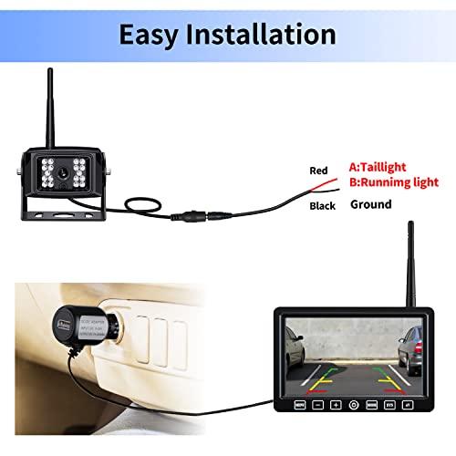 ZEROXCLUB ZEROXCLUB Wireless Backup Camera with 7 Inch DVR Quad Split Monitor for RV Trailer Truck, Digital Signal HD 1080P Wireless Rear Side View 3 Cameras Back Up System w/Recording 18 IR Night Vision (B3C)