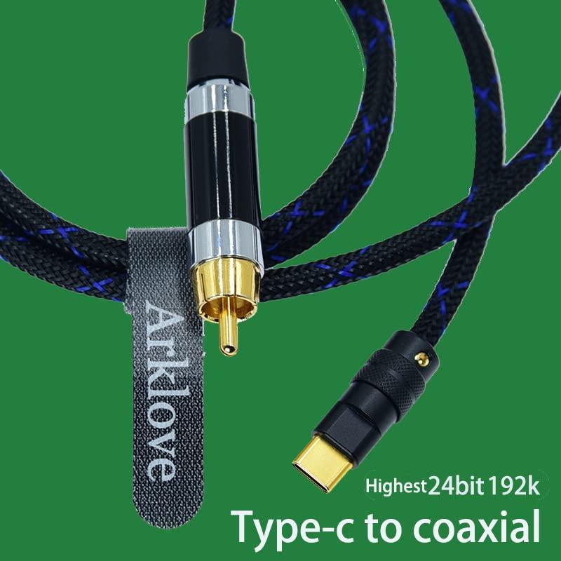 Arklove 3ft USB c to coaxial Cable Male Type-c to Digital coaxial Audio Interface RCA Female Adapter Wire spdif for dac amp Sound Preamp Amplifier DSD64 dsd128 192K