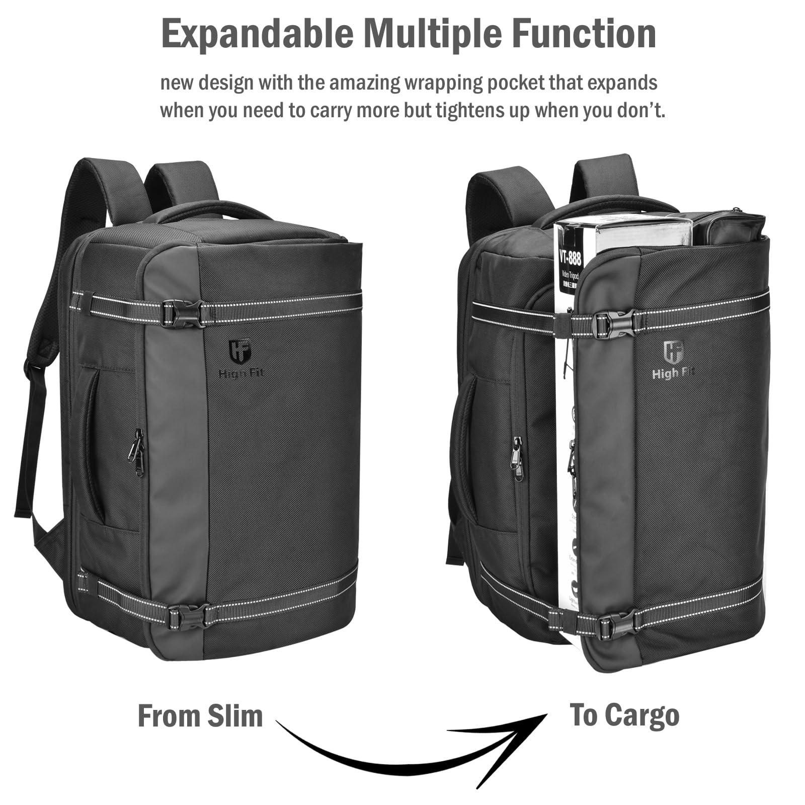 HIGH FIT HIGH FIT Travel Backpack 40L, TSA Friendly Airline Flight Approved Carry On Laptop Backpacks Lightweight Business Knapsack,Large Capacity Rucksack,Weekender Bag Daypack,Fits 17.3 Inch Laptop