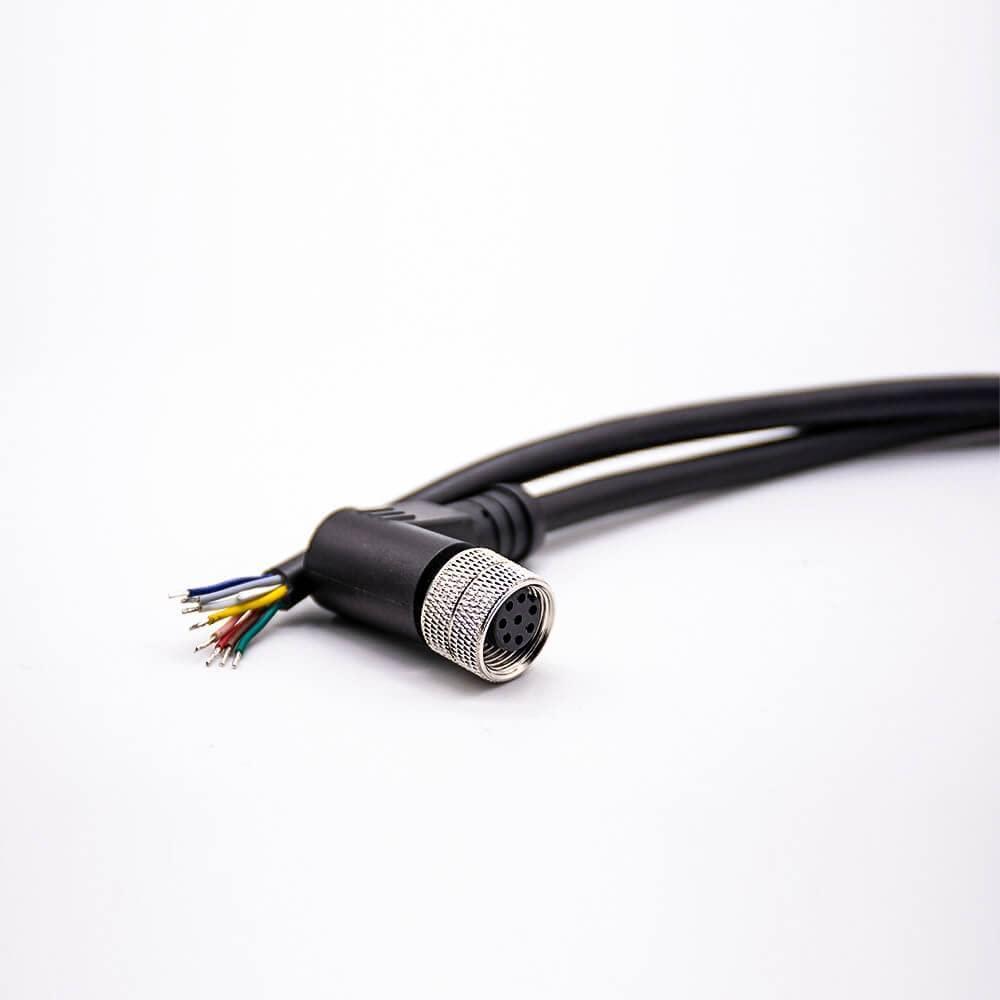 keisnoaja M12 Cable Assembly 8 Pin Female Single Ended Straight Connector Molded Cable 2M AWG24