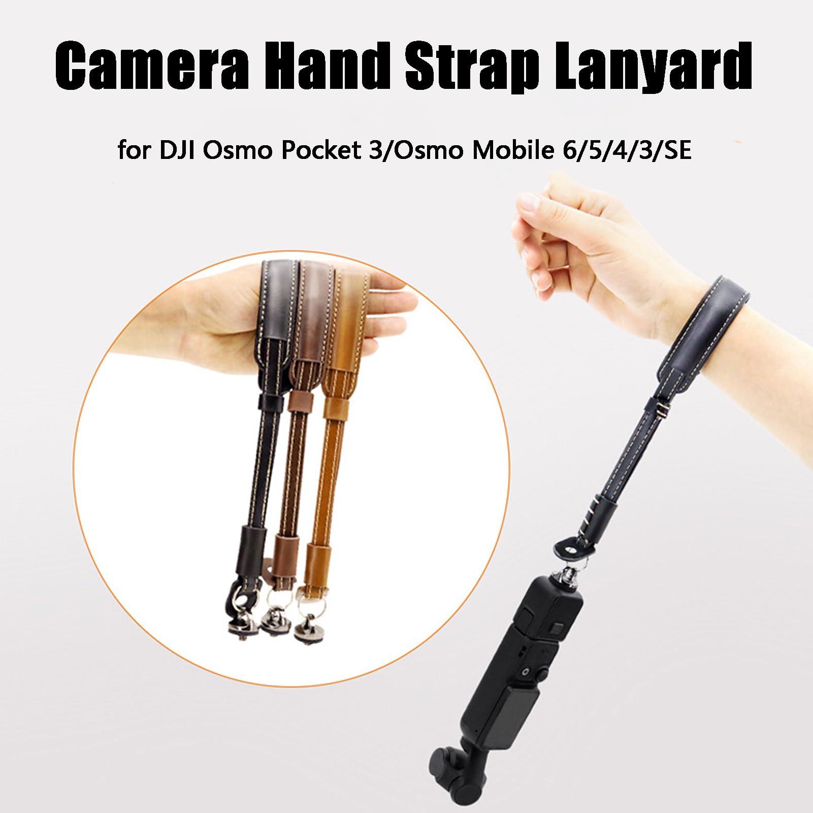 SYYZZ Photo Camera Hand Strap Lanyard Wrist Strap Mount for DJI Osmo Pocket 3/Osmo Mobile 6/5/4/3/SE Camera Wristband Hand Grip with 1/4 screw Adapter Wristlet Straps Keychain String(Coffee)