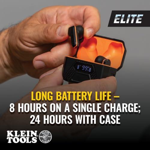 Klein Tools Klein Tools AESEB2 Elite Bluetooth Jobsite Earbuds, True Wireless Earplugs, 25dB NRR Hearing Protection, 24-Hour Playtime, Digital LED Display
