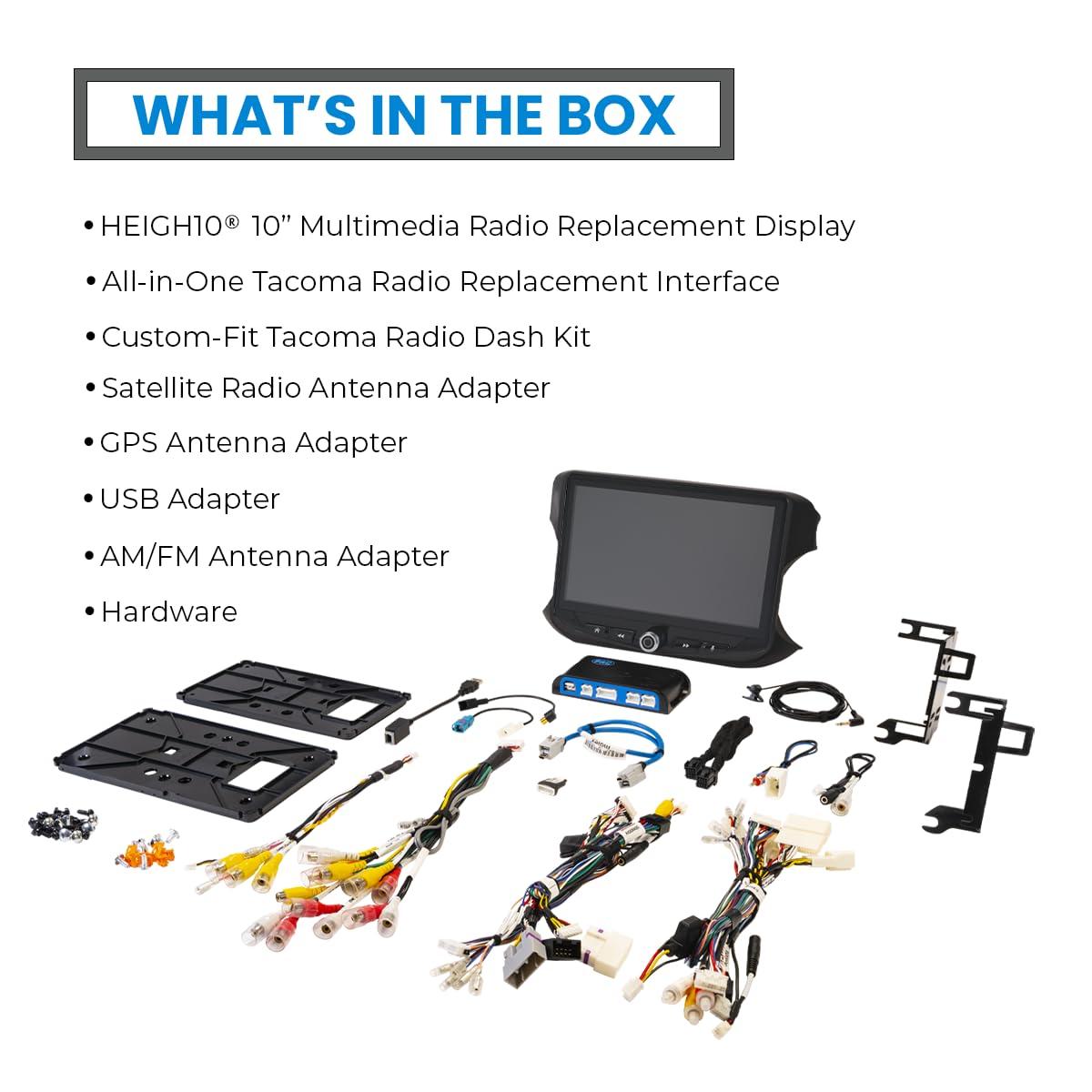 STINGER Tacoma (2016-2021) HEIGH10 10\" Radio Kit, Plug-and-Play Installation, Apple CarPlay, Android Auto, GPS Navigation, Bluetooth, SiriusXM Ready, 4 Camera Inputs (RB10TAC16B)