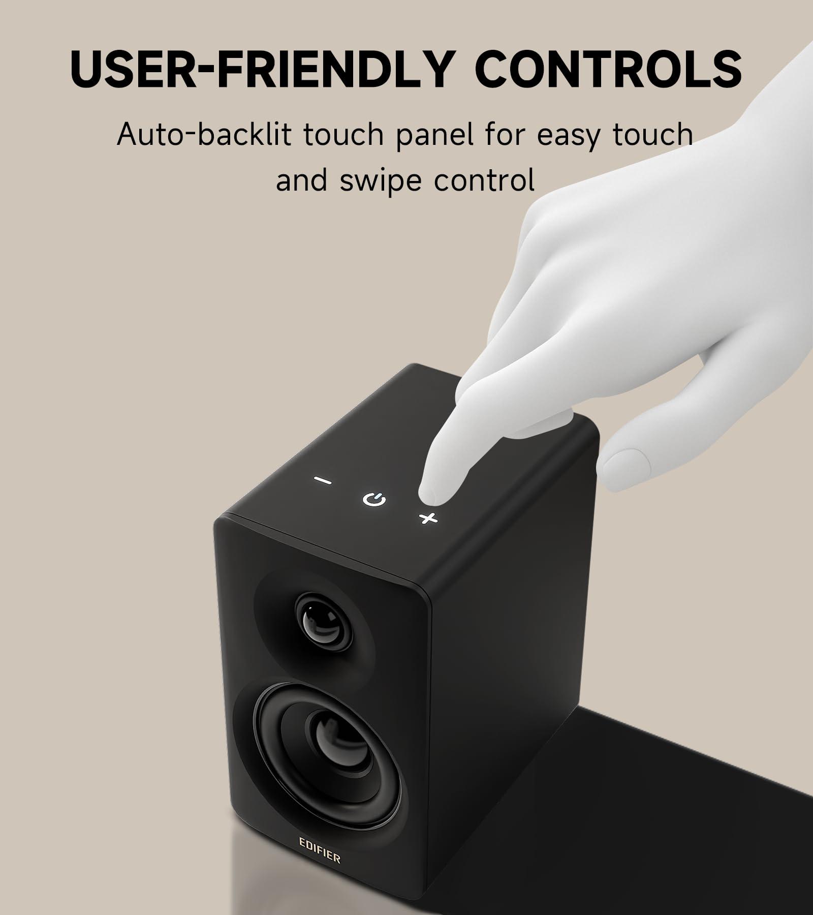 Edifier Edifier M60 Multimedia Speaker Bluetooth 5.3, 66W RMS, Hi-Res Audio & Hi-Res Wireless Audio, LDAC,3\" Mid Bass & 1\" Tweeter, USB-C & Aux Inputs, Compact Desktop Speaker Black
