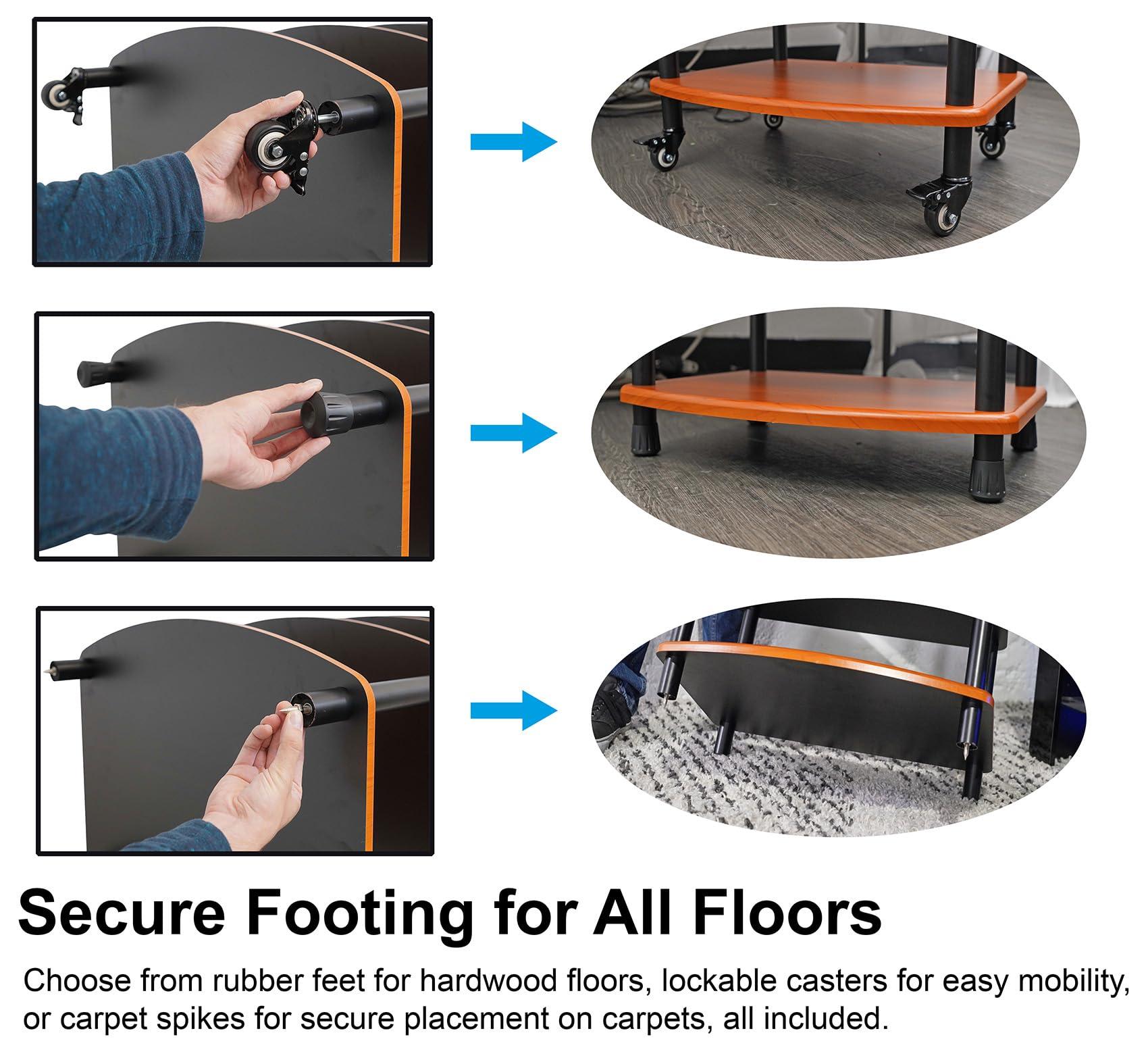 Rockville Rockville Bundle FLX Classic Wood Adjustable Height 4 Shelf Home Theater A/V Rack Stand Bundle Shelf for FLX Classic Wood Add-On Shelf + Tubes for FLX (2 Items)