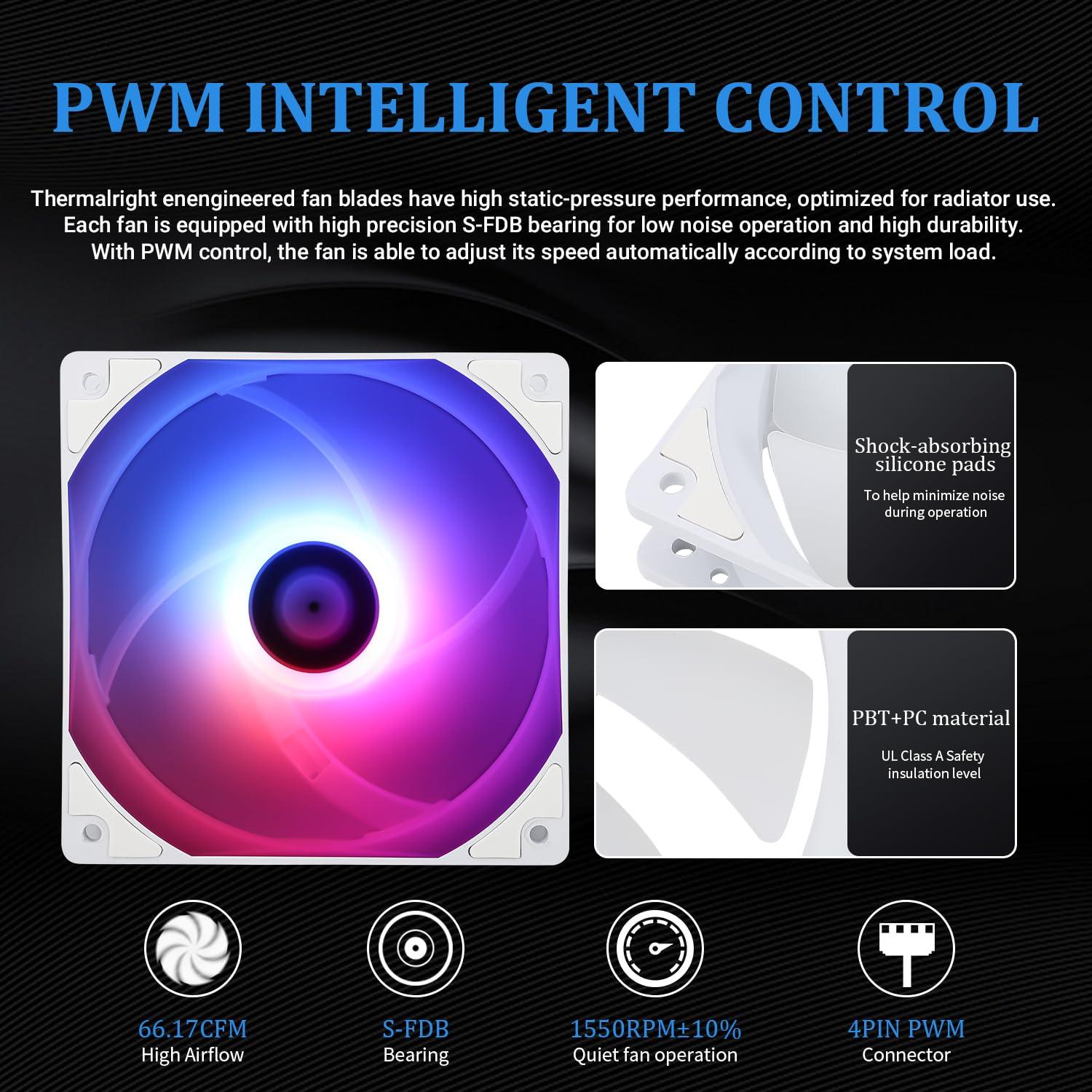 Thermalright Thermalright Aqua Elite 240 White ARGB Liquid CPU Cooler, 240 Cooling Row Size, Double PWM Fans,1550RPM Speed,for AMD/AM4/AM5,Intel LGA1150/1151/1155/1156/1200/2011/1700/1851(White)