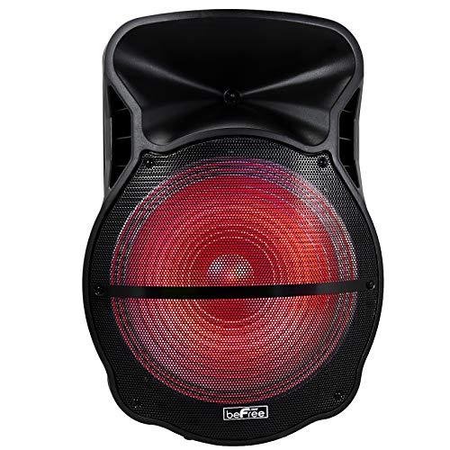 beFree Sound beFree Sound 18 Inch Bluetooth Portable Rechargeable Party Speaker with Sound Reactive LED Party Lights, USB/SD, Microphone/Guitar Inputs and FM Radio
