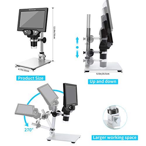 UF-TOOLS UF-TOOLS 7 Inch LCD Digital Microscope with 64GB TF Card, 1200x Magnification, 12MP Ultra-Precise Focusing Camera 1080P Video Microscope 8 LED Lights for Coin Circuit Board Soldering PC Watch Repair