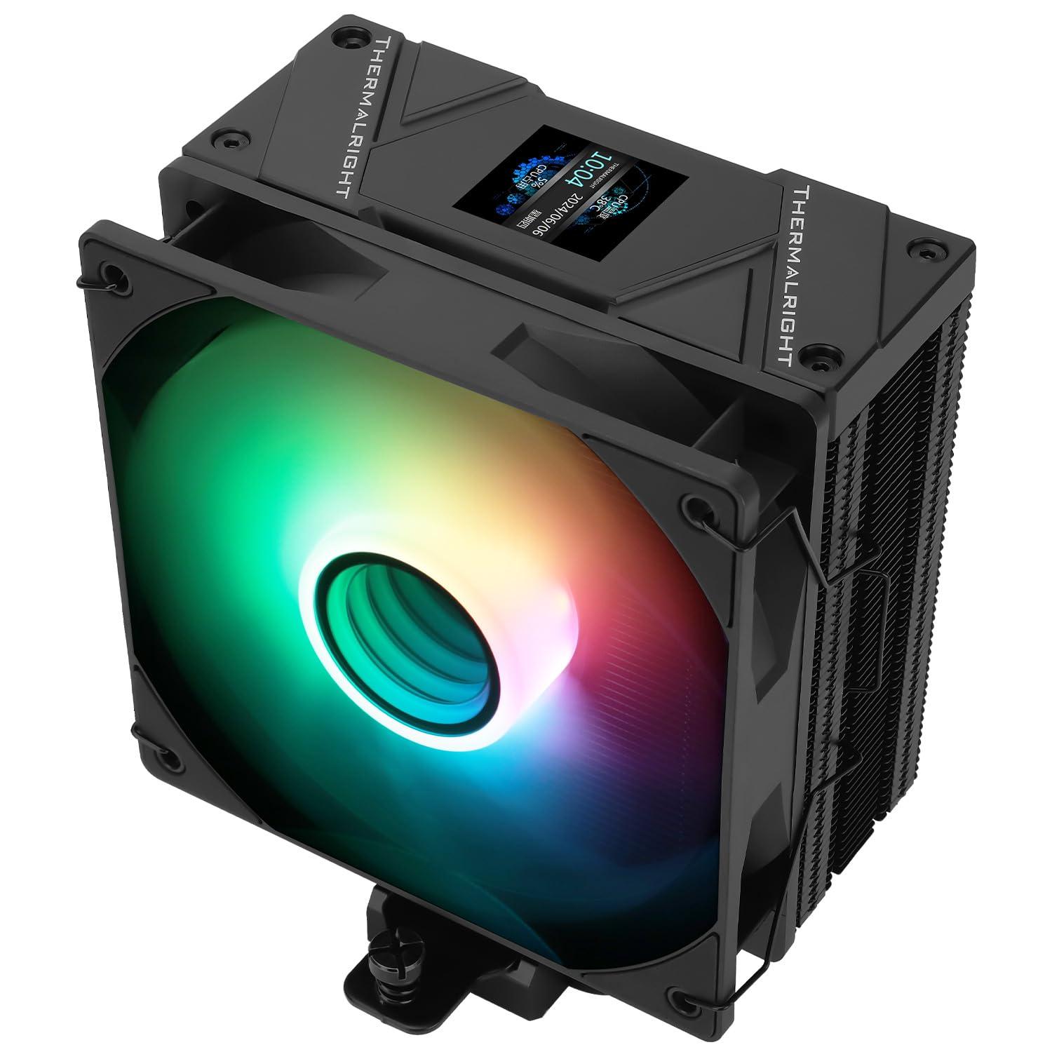 Thermalright Thermalright Assassin Spirit 120 Vision ARGB Black, with Black Top Cover, CPU Air Cooler, PC Cooling,240 * 240 Resolving Power IPS LCD Screen,Editable,with 1.54in for Intel lga1851/1700/115X,AM4/AM5