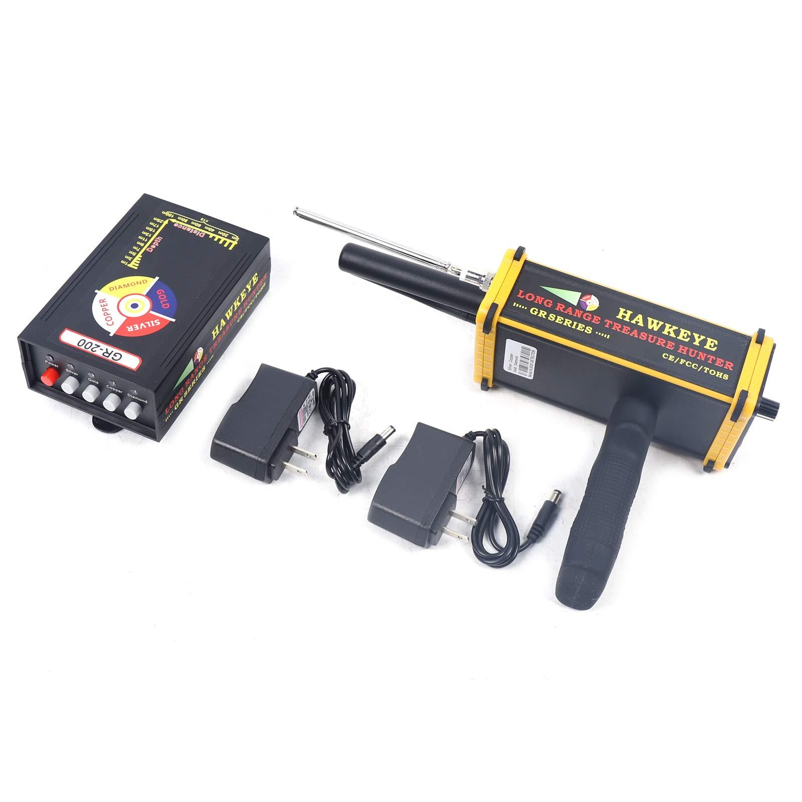 CNCEST CNCEST Gold Metal Detector Long Range Metal Finder Black Mini GR-100 Long Range King Detector Series for Gold Gem Minerals (GR-200)