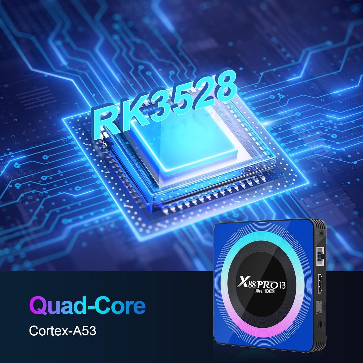 Sidiwen Android TV Box 13.0, Android Box 4GB RAM 64GB ROM, Quad Core Android Smart 8K TV Box with Mini Keyboard Support 2.4G/5.0GHz Dual WiFi 100M Ethernet Bluetooth