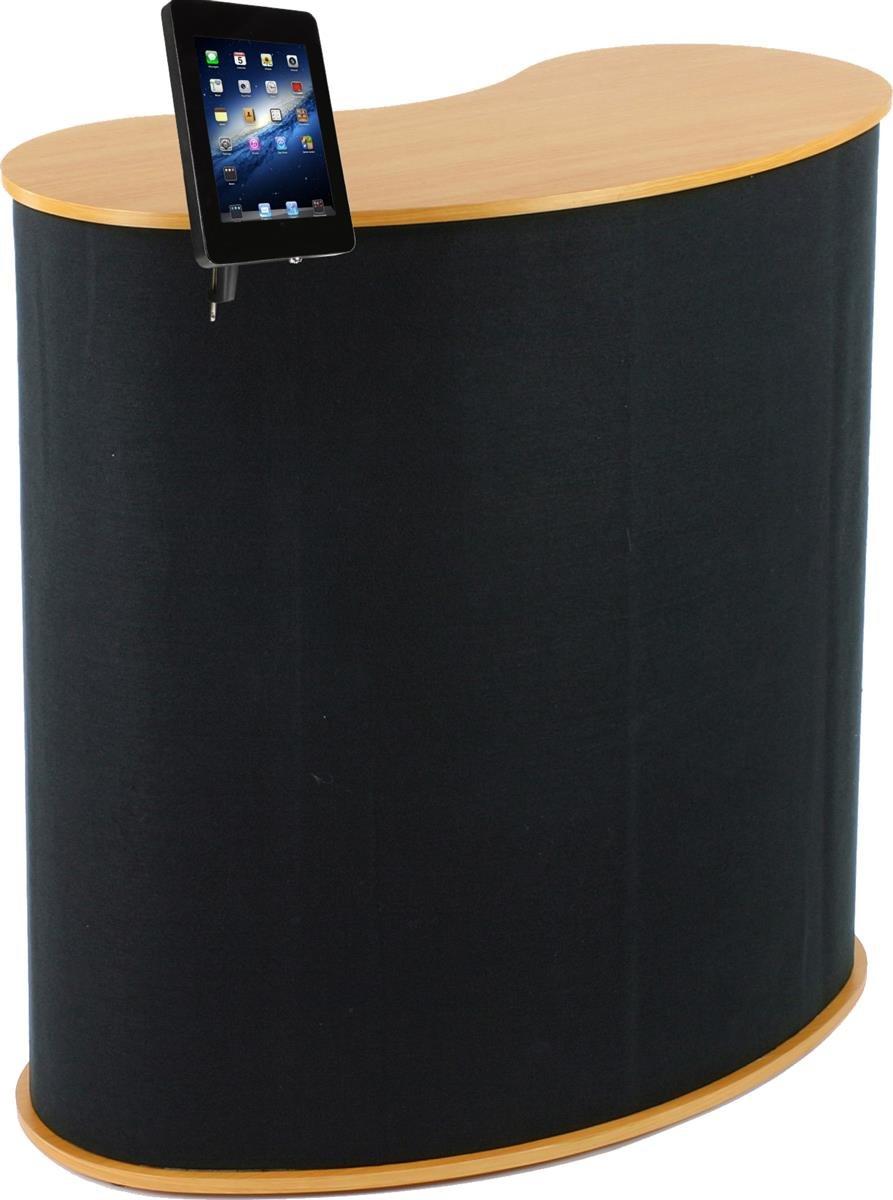 Displays2go Displays2go Tradeshow Counter with iPad Stand, Steel, Laminated MDF, Aluminum Silver w/Black Hook & Loop Fabric (CTRVIPDCBK)