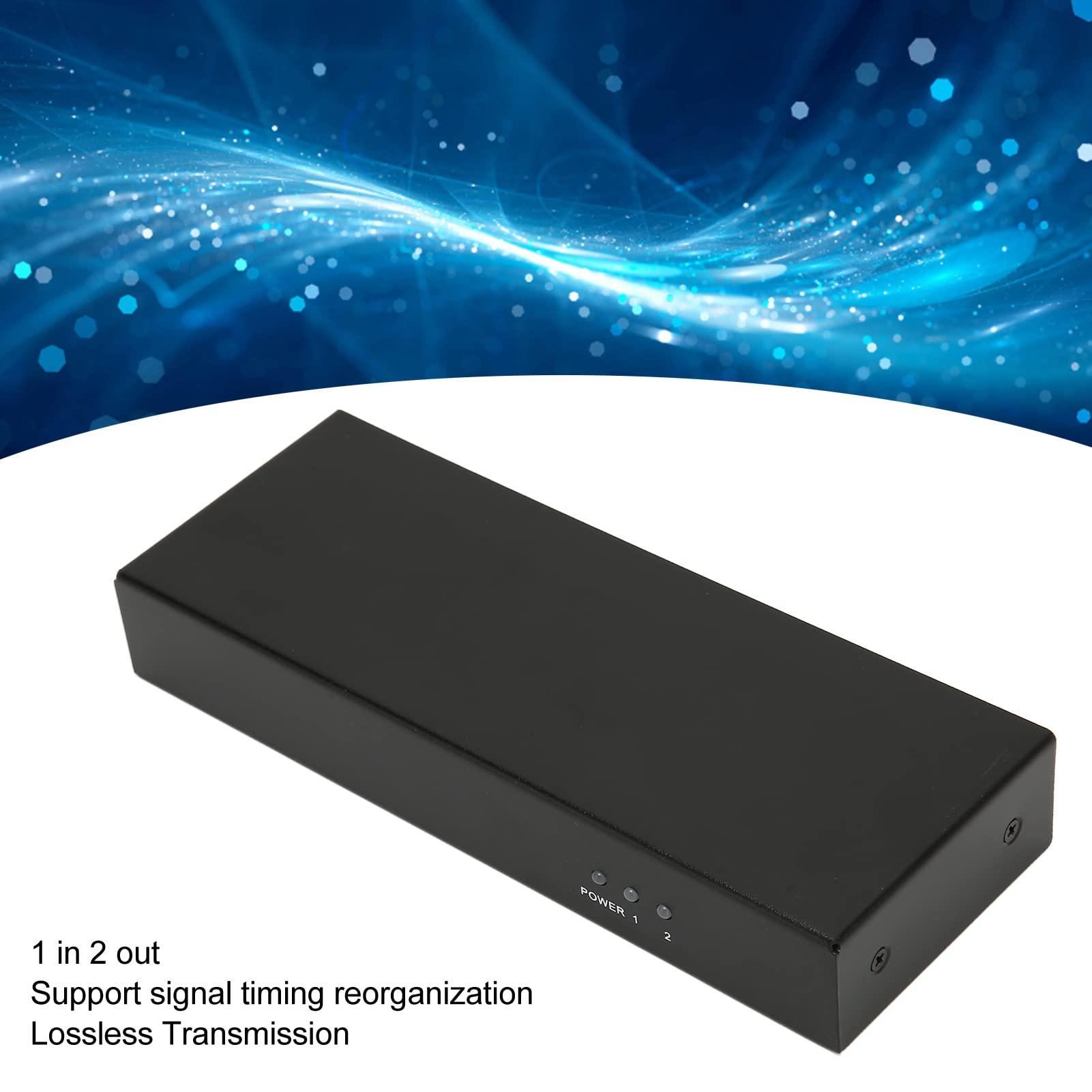 Hilitand DVI Splitter 1 in 2 Out, Support 30/36 Bit Color 1080P Lossless Monitors Distribution Duplicator Video Splitter DVI Switcher for PC Laptop DVR Projector HDTV