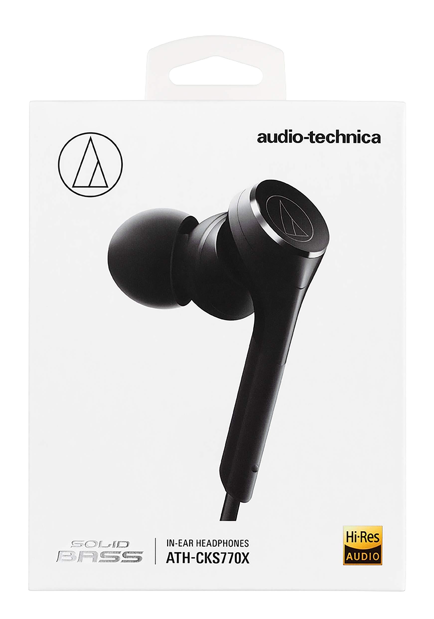 Audio-Technica Audio Technica Solid BASS in-Ear Earphones, Wired, Deep Bass, Supports High Resolution Sound Sources, Black ATH-CKS770X BK