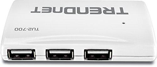 TRENDnet TRENDnet USB 2.0 7-Port High Speed Hub, 5V/2A Power Adapter, Up to 480 Mbps USB 2.0 Connection Speeds, 10 Watts Total Power, Compatible with Windows, Mac, and Linux, White, TU2-700