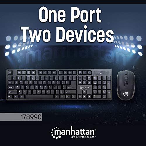 MANHATTAN Manhattan Wireless Keyboard and Mouse Combo - Full-Size USB Wireless Keyboard Mouse Set with 2.4GHz Dongle for PC Computer Laptop - Compatible with Windows and Mac 3 Year Warranty - Black 178990