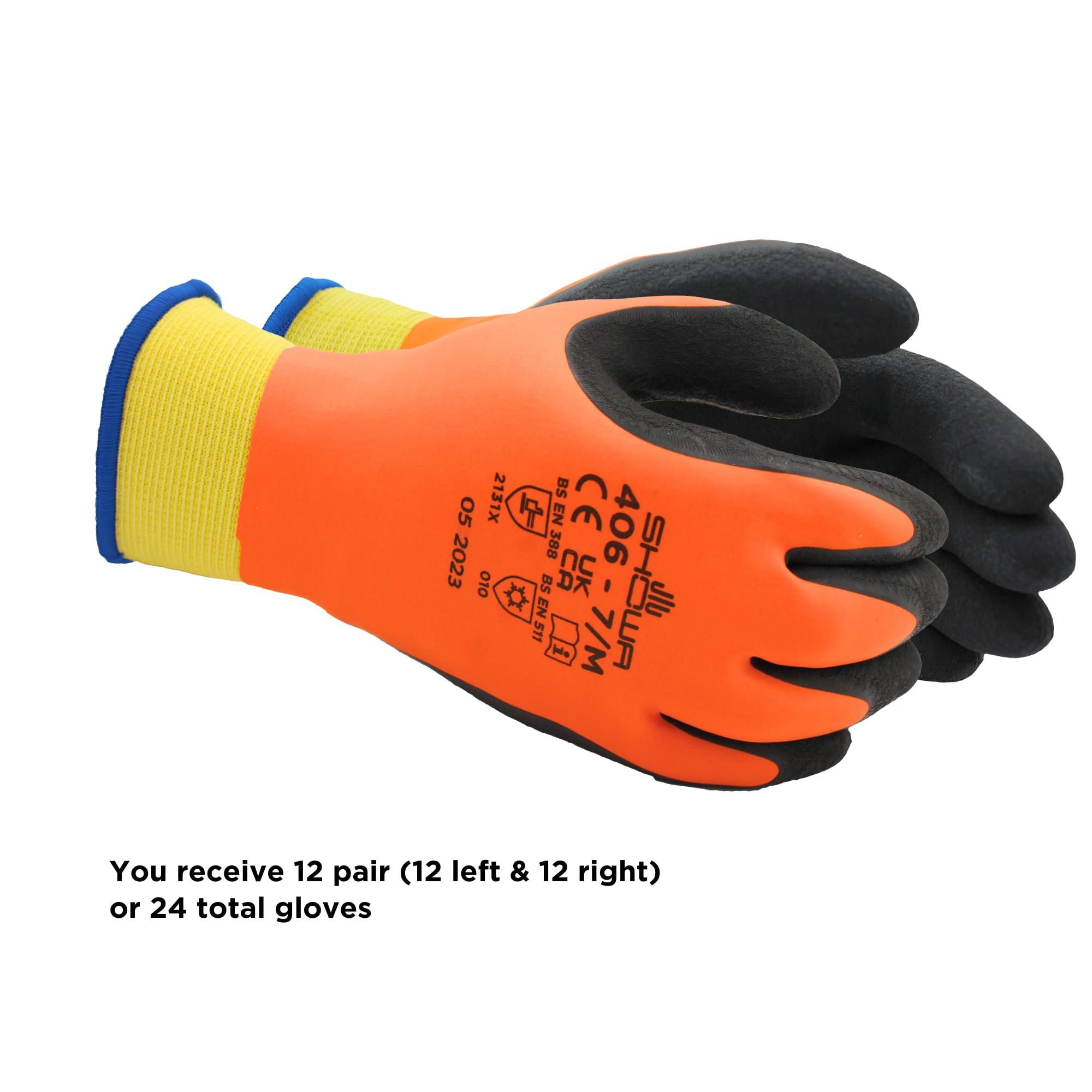 SHOWA SHOWA 406 Latex Rubber Insulated Winter Work Glove with Acrylic/Nylon Liner, Large (Pack of 12 Pair)