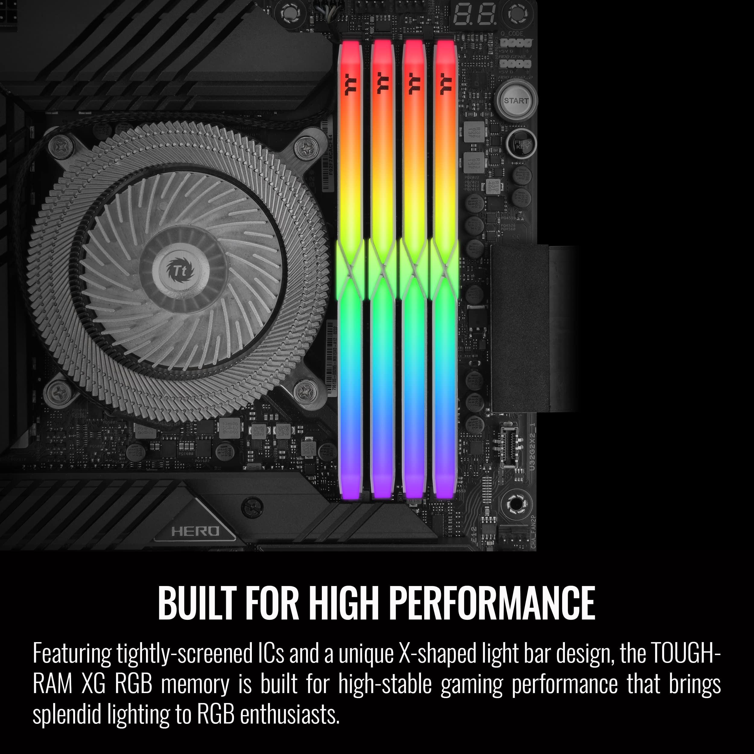Thermaltake Thermaltake TOUGHRAM XG RGB White DDR4 4000MHz 64GB C19 (32GB x 2) 16.8 Million Color RGB Alexa/Razer Chroma/5V Motherboard Syncable RGB Memory RG06R432GX2-4000C19B