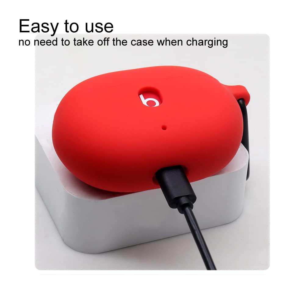 claiol Claiol Silicone Case for Beats Studio Buds, Premium Shockproof Silicone 2021 New Beats Studio Buds Case Cover with Keychain. (Red)
