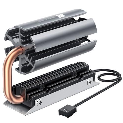 Titanium Micro Titanium Micro NITROFLEX SSD Heatsink M.2 NVMe Cooler Heatsink for SSD 2280 Built-in 30mm PWM Cooling Fan for PC Desktop