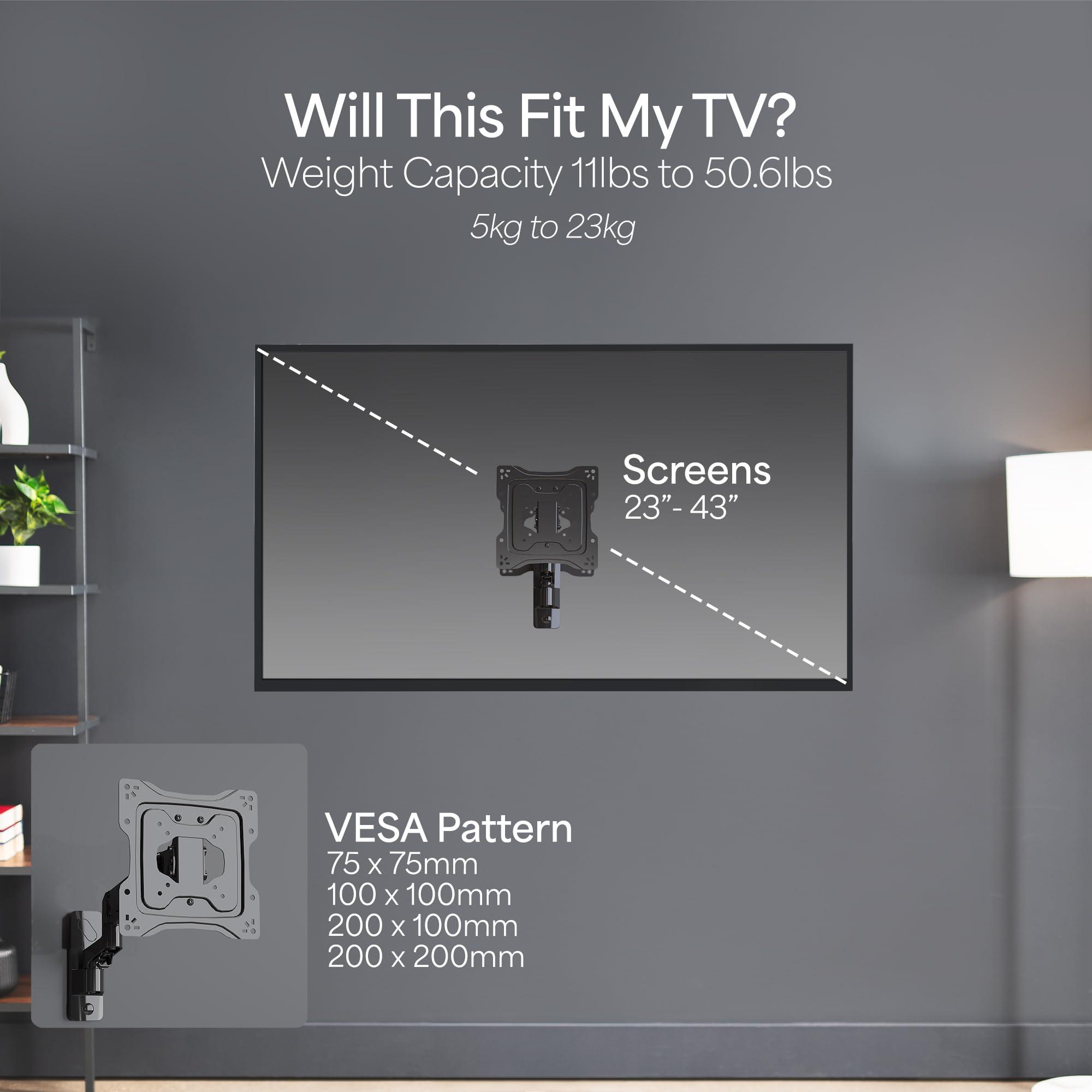 VIVO VIVO Premium Aluminum Single TV Wall Mount for 23 to 43 inch Screens, Adjustable Arm, Fits up to VESA 200x200, MOUNT-G200B