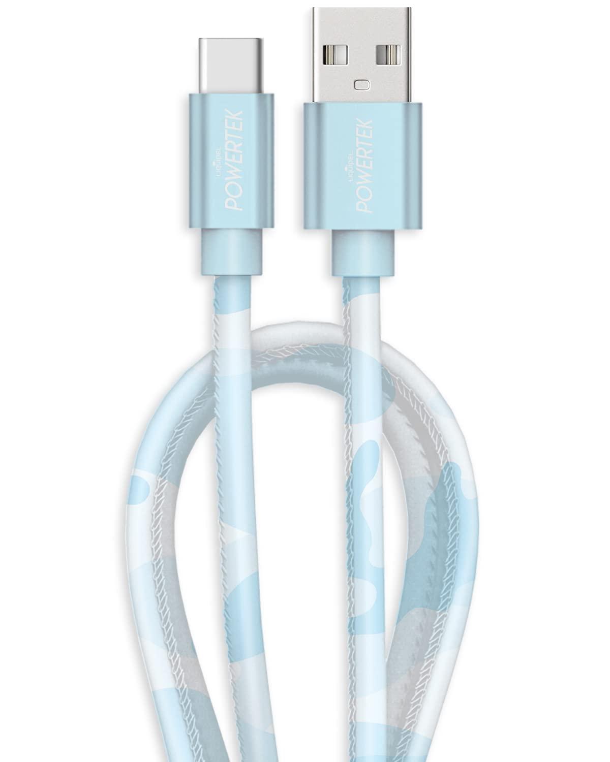 LIQUIPEL LIQUIPEL USB Type C Cable 6ft, USB A 2.0 to USB-C Fast Charger Extra Long Durable, Camo Color Cables (Blue)