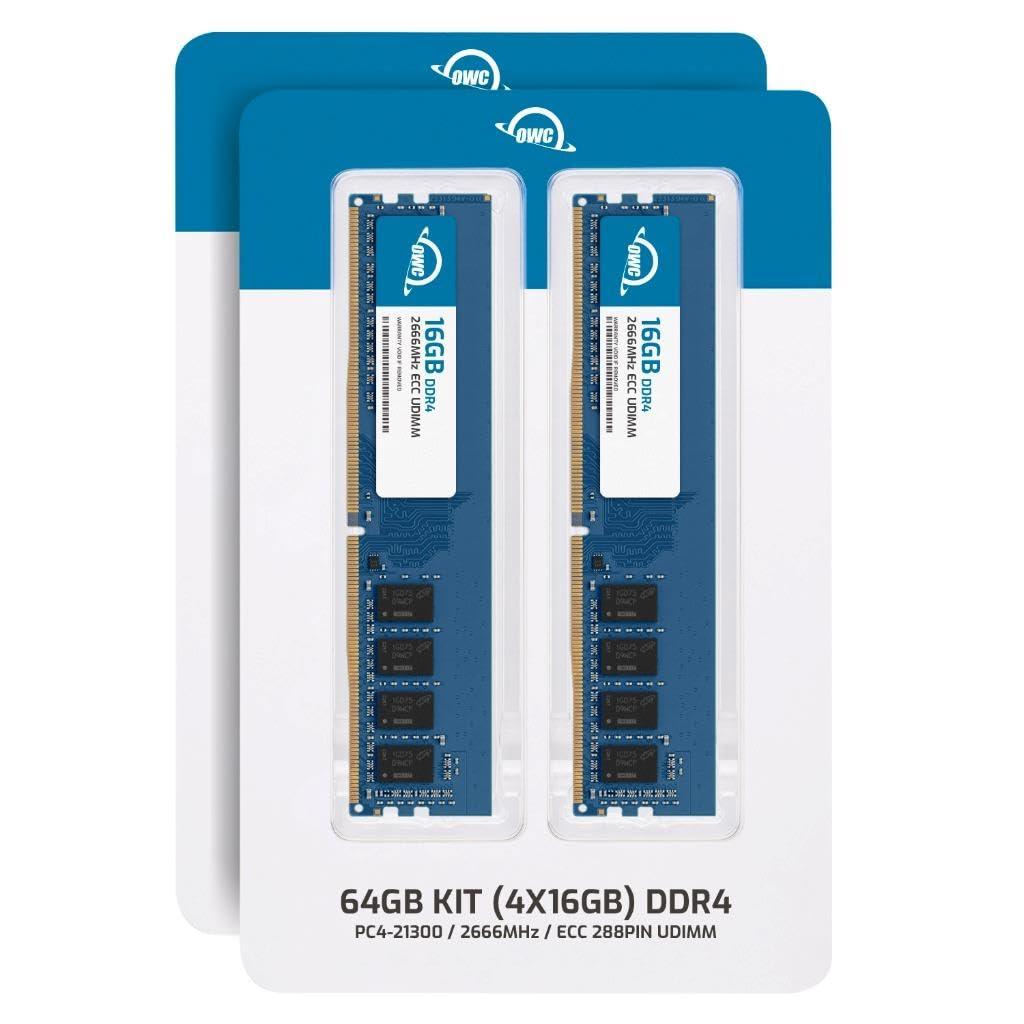 OWC OWC 64GB (4x16GB) DDR4 2666 PC4-21300 CL19 2Rx8 288-pin 1.2V ECC Unbuffered UDIMM Memory RAM Module Upgrade Kit Compatible with Dell EMC PowerEdge R240 T140 T40