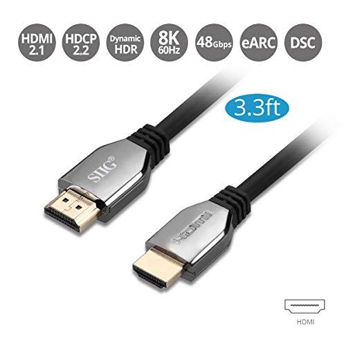 SIIG SIIG 8K Ultra High Speed HDMI Cable - 3.3ft, HDMI 2.1 Cable - 8K,48Gbps,Dynamic HDR,4K/120Hz,eARC, HDCP 2.3 DSC, for PS5, Xbox Series X, RTX 3XXX, RX 6XXX, Apple TV, and More (CB-H21411-S1)