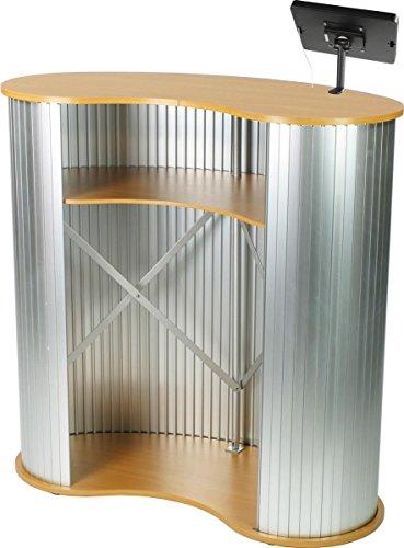 Displays2go Displays2go Tradeshow Counter with iPad Stand, Steel, Laminated MDF, Aluminum Silver w/Black Hook & Loop Fabric (CTRVIPDCBK)