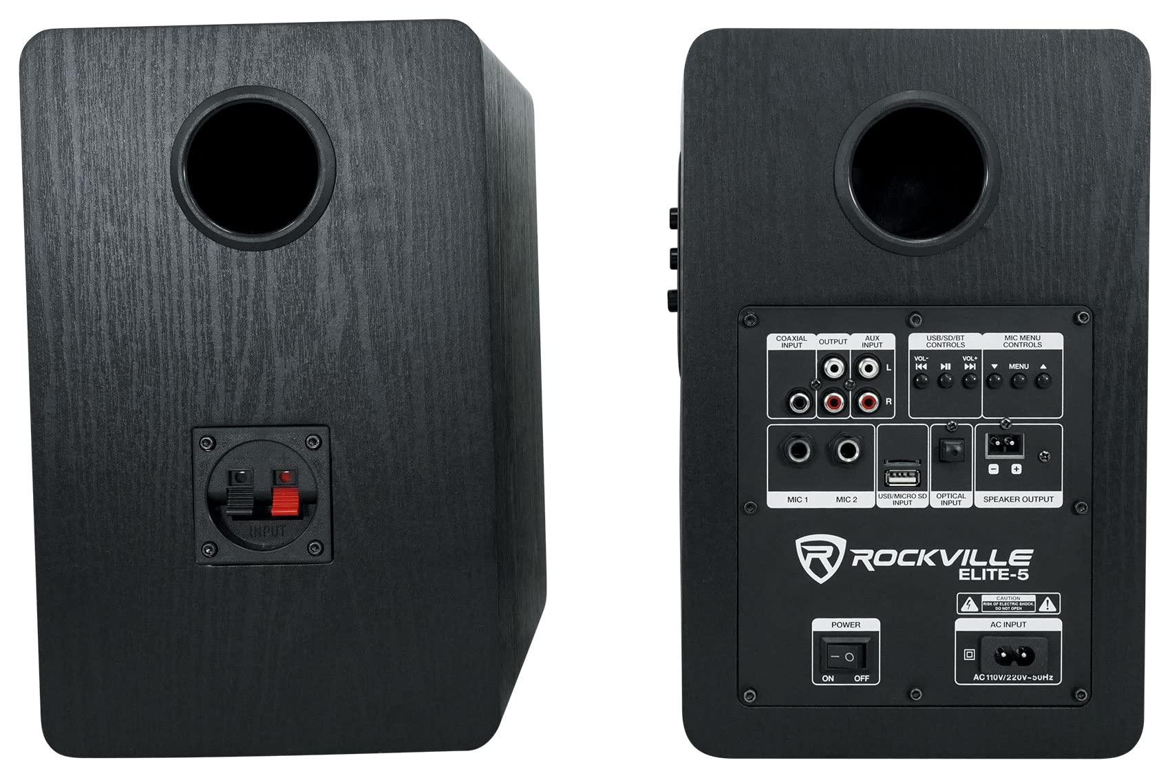 Rockville Rockville ELITE-5B 5.25" Powered Bookshelf Speakers Bluetooth/Optical+29" Stands