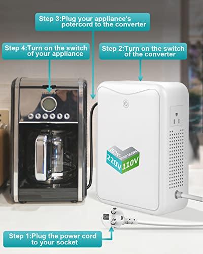 ZHENGXI Step Down Transformer 220v to 110v Voltage Converter 2000w, No Noise, Suit for Juicer, Chocolate Machine and Other AppliancesUsing US and Japan Appliance in Asia or Europe