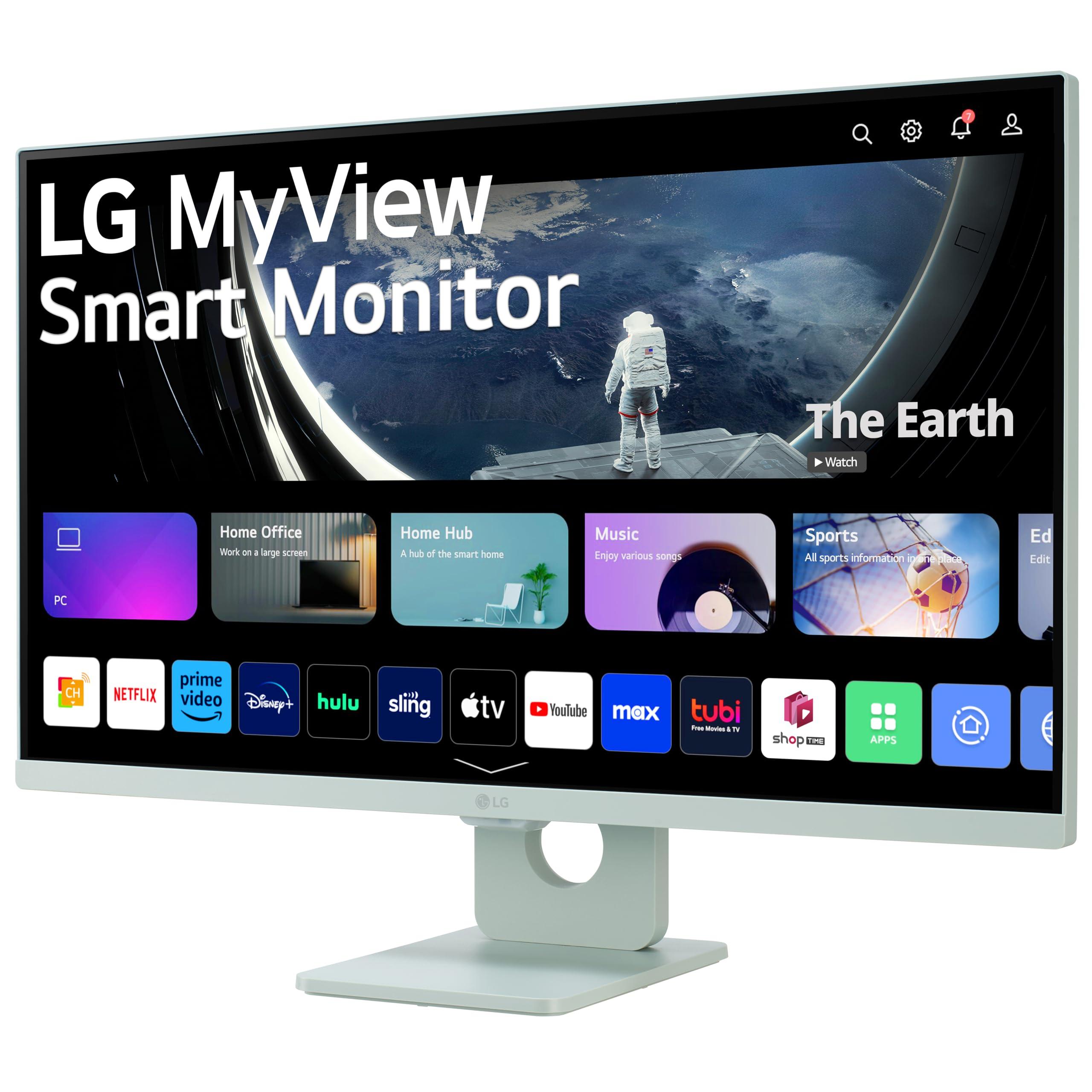 LG LG 27SR50F-G MyView Smart Monitor 27-Inch FHD (1920x1080) IPS Display, webOS 23, HDR 10, x2 Built-in Speakers, AirPlay 2, Screen Share, Bluetooth, ThinQ App, Remote Control, Green