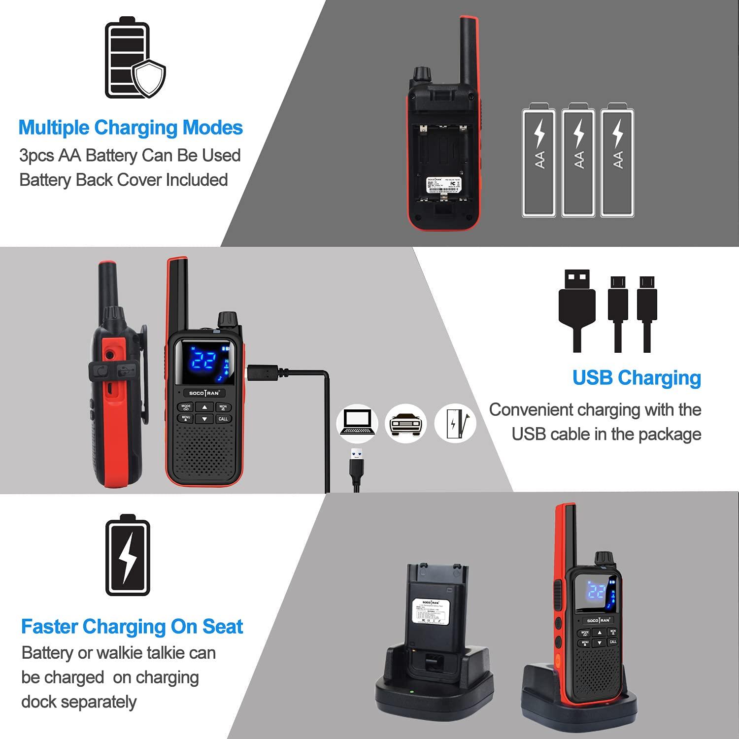 SOCOTRAN SOCOTRAN Walkie Talkies for Adults,Rechargeable Walkie Talkies with Bluetooth Earpiece Headset Wireless,NOAA Two Way Radio with USB Charging Cable & Vibration,for Car Camping Outdoor Long Talk Range