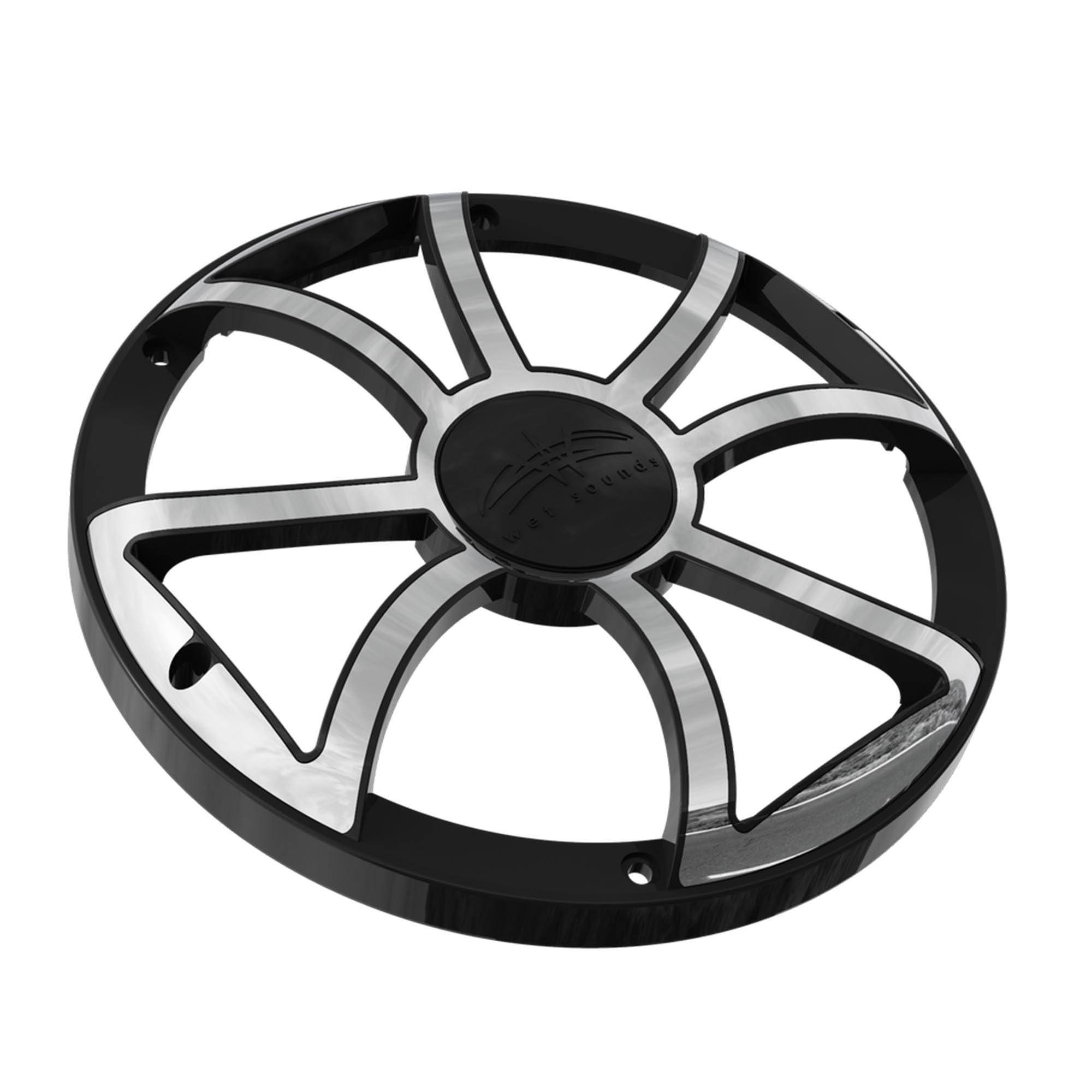 wet sounds Wet Sounds HTM-1 - HTM Series Full-Range Class-D 1200 Watt at 1-Ohm Mono Amplifier with REVO-10-FA-S4 10" Woofer Single 4 OHM and REVO-10-XS-B-SS-GRILLE White Stainless Grille