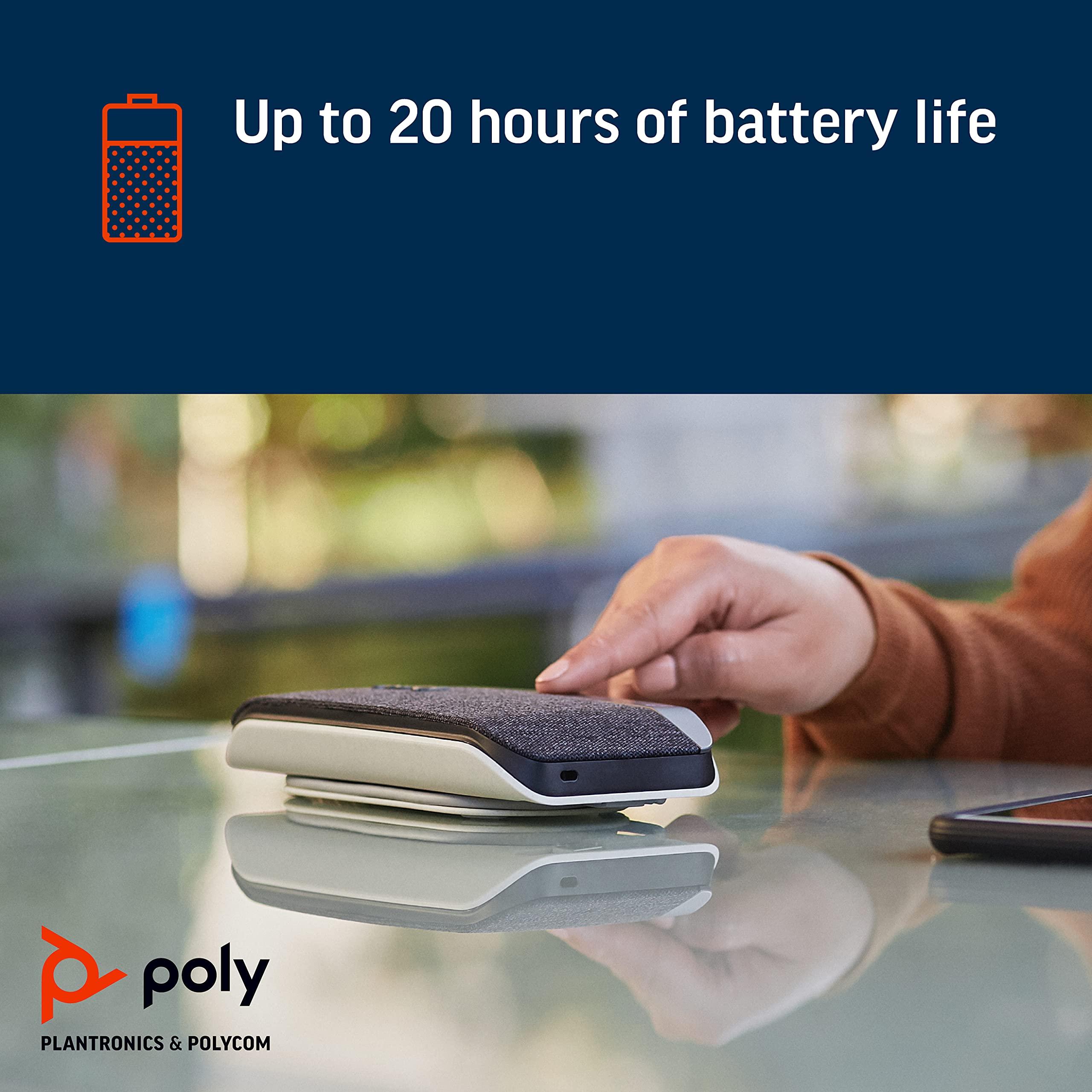 Poly Poly - Sync 20+ Bluetooth Speakerphone (Plantronics) - Personal Portable Speakerphone - USB-C Bluetooth Adapter - Connect to Your PC/Mac/Cell Phone - Works with Teams (Certified), Zoom & More