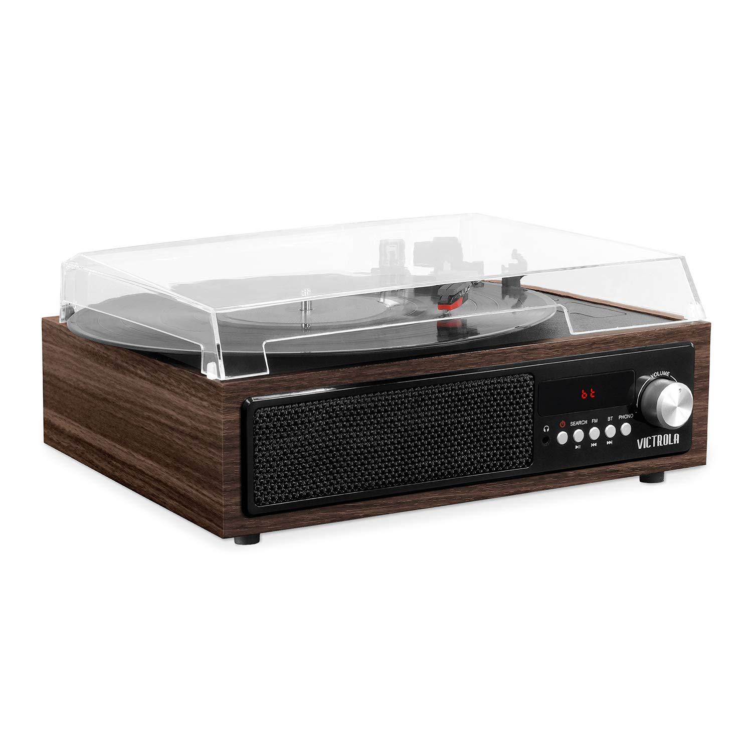 Victrola Victrola 3-in-1 Bluetooth Record Player with Built in Speakers and 3-Speed Turntable, Espresso