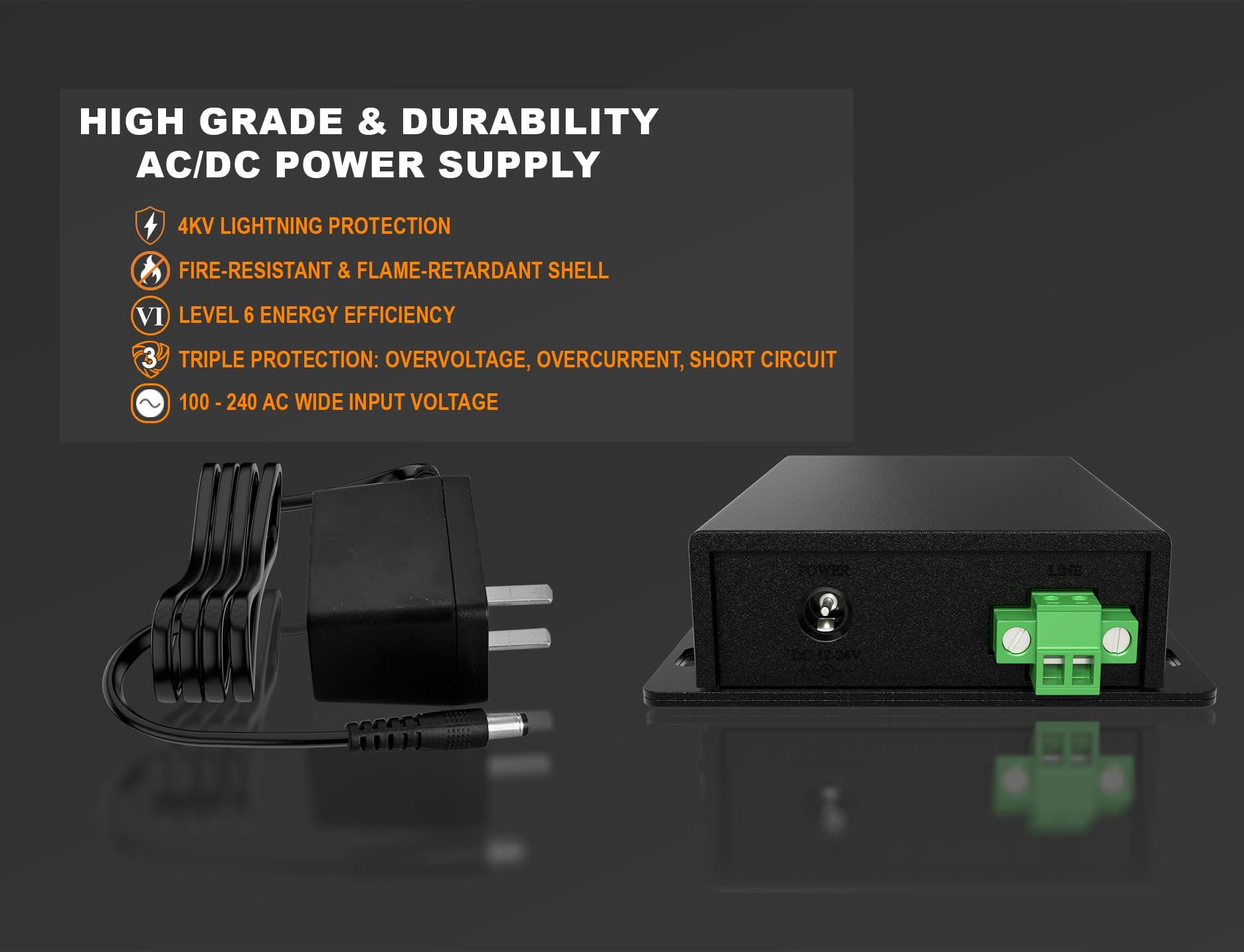 ADnet Ethernet Range Extender 600m 2000ft Over Twisted UTP kit or BNC Cable or Copper Wire - Compatible with Any Ethernet Device - LAN Distance Repeater Booster Bridge - BNC to 2PIN adapters in Set