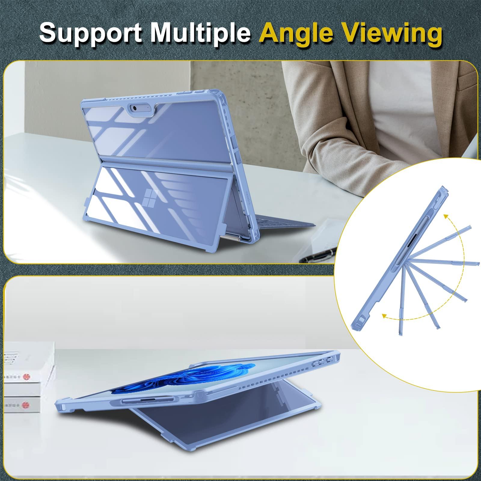 FINTIE Fintie Hard Case for 13 Inch Microsoft Surface Pro 11/10/9 - Shockproof Rugged Cover with Clear Transparent Back Shell + Multiple Angle Viewing Portfolio Business Cover w/Pocket